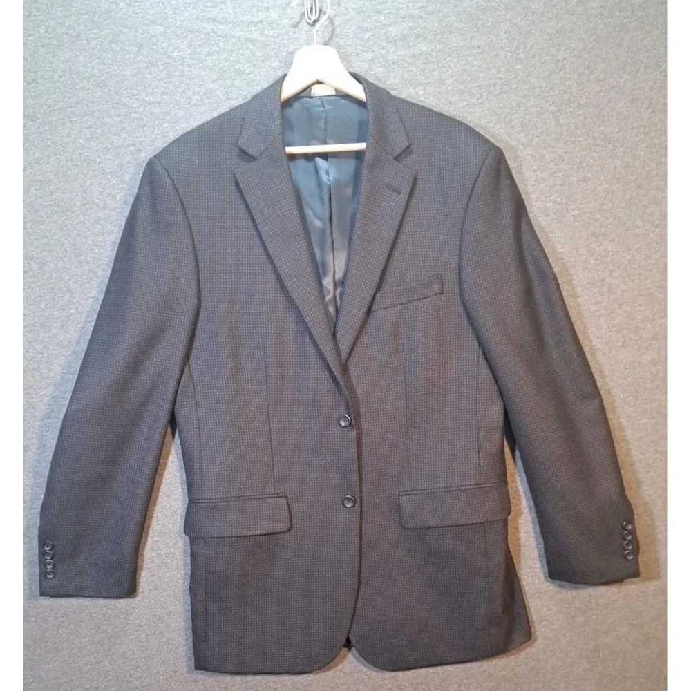 Pronto Uomo Platinum Mens Charcoal Grey‎ Micro Check Two Button Blazer Jacket